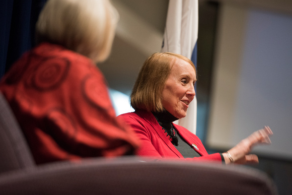 International Human Right's Day Speaker Dr. Chloe Schwenke with Peace Corps Director Carrie Hessler-Radelet