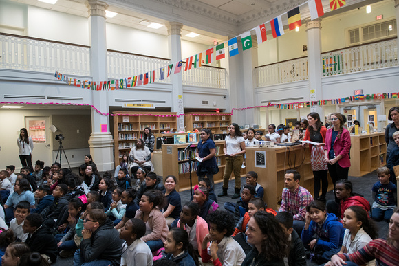 Astronaut and returned Peace Corps volunteer Joe Acaba speaks with students from space