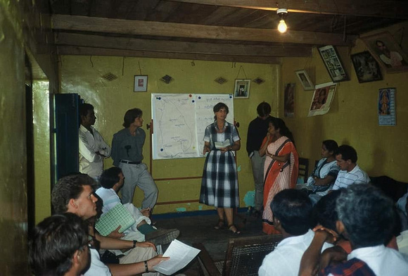PCV holding an language evaluation meeting 1990-1992